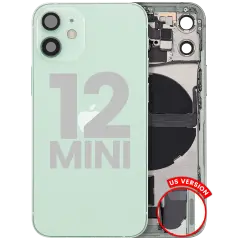 Back Housing W/ Charging Port Flex & Small Parts For iPhone 12 Mini (US Version) (Used OEM Pull: Grade A) (Green)