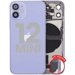 Back Housing W/ Charging Port Flex & Small Parts For iPhone 12 Mini (US Version) (Used OEM Pull: Grade A) (Purple)