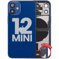 Back Housing W/ Charging Port Flex & Small Parts For iPhone 12 Mini (US Version) (Used OEM Pull: Grade B) (Blue)