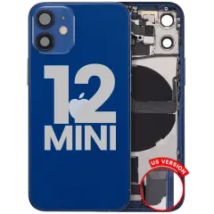 Back Housing W/ Charging Port Flex & Small Parts For iPhone 12 Mini (US Version) (Used OEM Pull: Grade B) (Blue)