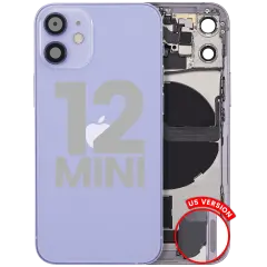 Back Housing W/ Charging Port Flex & Small Parts For iPhone 12 Mini (US Version) (Used OEM Pull: Grade B) (Purple)