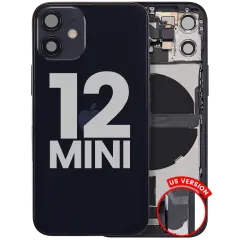 Back Housing W/ Charging Port Flex & Small Parts For iPhone 12 Mini (US Version) (Used OEM Pull: Grade C) (Black)