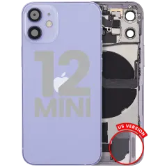 Back Housing W/ Charging Port Flex & Small Parts For iPhone 12 Mini (US Version) (Used OEM Pull: Grade C) (Purple)