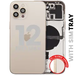 Back Housing W/ Small Parts For iPhone 12 Pro Max (EU / Global Version) (Used OEM Pull: Grade A) (Gold)