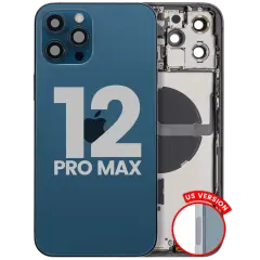 Back Housing W/ Small Parts For iPhone 12 Pro Max (US Version) (Used OEM Pull: Grade C) (Pacific Blue)