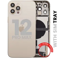 Back Housing W/ Charging Port Flex & Small Parts For iPhone 12 Pro Max (EU / Global Version) (Used OEM Pull: Grade A) (Gold)