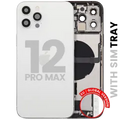 Back Housing W/ Charging Port Flex & Small Parts For iPhone 12 Pro Max (EU / Global Version) (Used OEM Pull: Grade B) (Silver)