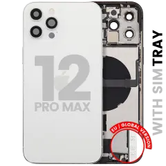Back Housing W/ Charging Port Flex & Small Parts For iPhone 12 Pro Max (EU / Global Version) (Used OEM Pull: Grade B) (Silver)