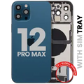 Back Housing W/ Charging Port Flex & Small Parts For iPhone 12 Pro Max (EU / Global Version) (Used OEM Pull: Grade C) (Pacific Blue)