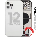 Back Housing W/ Charging Port Flex & Small Parts For iPhone 12 Pro Max (EU / Global Version) (Used OEM Pull: Grade C) (Silver)
