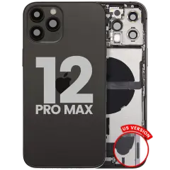 Back Housing W/ Charging Port Flex & Small Parts For iPhone 12 Pro Max (US Version) (Used OEM Pull: Grade A) (Graphite)