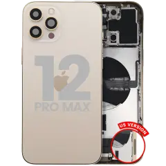 Back Housing W/ Charging Port Flex & Small Parts For iPhone 12 Pro Max (US Version) (Used OEM Pull: Grade B) (Gold)