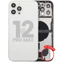 Back Housing W/ Charging Port Flex & Small Parts For iPhone 12 Pro Max (US Version) (Used OEM Pull: Grade B) (Silver)