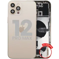 Back Housing W/ Charging Port Flex & Small Parts For iPhone 12 Pro Max (US Version) (Used OEM Pull: Grade C) (Gold)