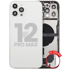 Back Housing W/ Charging Port Flex & Small Parts For iPhone 12 Pro Max (US Version) (Used OEM Pull: Grade C) (Silver)