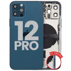 Back Housing W/ Small Parts For iPhone 12 Pro (US Version) (Used OEM Pull: Grade C) (Pacific Blue)