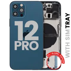 Back Housing W/ Small Parts For iPhone 12 Pro (EU / Global Version) (Used OEM Pull: Grade A) (Pacific Blue)