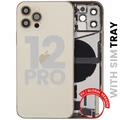 Back Housing W/ Charging Port Flex & Small Parts For iPhone 12 Pro (EU / Global Version) (Used OEM Pull: Grade B) (Gold)
