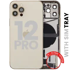 Back Housing W/ Charging Port Flex & Small Parts For iPhone 12 Pro (EU / Global Version) (Used OEM Pull: Grade B) (Gold)