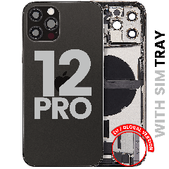 Back Housing W/ Charging Port Flex & Small Parts For iPhone 12 Pro (EU / Global Version) (Used OEM Pull: Grade B) (Graphite)