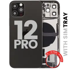 Back Housing W/ Charging Port Flex & Small Parts For iPhone 12 Pro (EU / Global Version) (Used OEM Pull: Grade C) (Graphite)