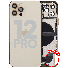 Back Housing W/ Charging Port Flex & Small Parts For iPhone 12 Pro (US Version) (Used OEM Pull: Grade A) (Gold)