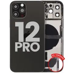 Back Housing W/ Charging Port Flex & Small Parts For iPhone 12 Pro (US Version) (Used OEM Pull: Grade A) (Graphite)