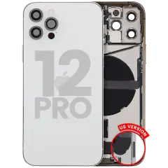 Back Housing W/ Charging Port Flex & Small Parts For iPhone 12 Pro (US Version) (Used OEM Pull: Grade A) (Silver)