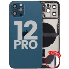 Back Housing W/ Charging Port Flex & Small Parts For iPhone 12 Pro (US Version) (Used OEM Pull: Grade B) (Pacific Blue)