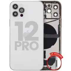 Back Housing W/ Charging Port Flex & Small Parts For iPhone 12 Pro (US Version) (Used OEM Pull: Grade B) (Silver)