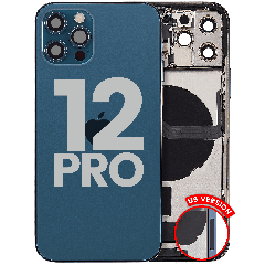 Back Housing W/ Charging Port Flex & Small Parts For iPhone 12 Pro (US Version) (Used OEM Pull: Grade C) (Pacific Blue)