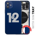 Back Housing W/ Small Parts For iPhone 12 (EU / Global Version) (Used OEM Pull: Grade B) (Blue)