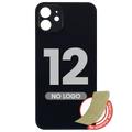 Back Glass With 3M Adhesive For iPhone 12 (No Logo / Large Camera Hole) (Black)