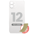 Back Glass With 3M Adhesive For iPhone 12 (No Logo / Large Camera Hole) (White)