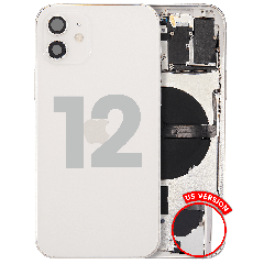 Back Housing W/ Small Parts For iPhone 12 (US Version) (Used OEM Pull: Grade A) (White)