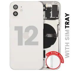 Back Housing W/ Small Parts For iPhone 12 (EU / Global Version) (Used OEM Pull: Grade B) (White)