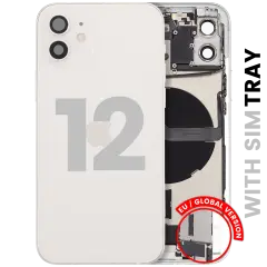 Back Housing W/ Charging Port Flex & Small Parts For iPhone 12 (EU / Global Version) (Used OEM Pull: Grade A) (White)