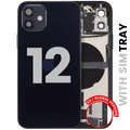 Back Housing W/ Charging Port Flex & Small Parts For iPhone 12 (EU / Global Version) (Used OEM Pull: Grade B) (Black)