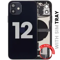 Back Housing W/ Charging Port Flex & Small Parts For iPhone 12 (EU / Global Version) (Used OEM Pull: Grade C) (Black)