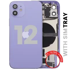 Back Housing W/ Charging Port Flex & Small Parts For iPhone 12 (EU / Global Version) (Used OEM Pull: Grade C) (Purple)