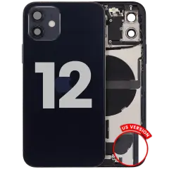Back Housing W/ Charging Port Flex & Small Parts For iPhone 12 (US Version) (Used OEM Pull: Grade A) (Black)