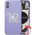 Back Housing W/ Charging Port Flex & Small Parts For iPhone 12 (US Version) (Used OEM Pull: Grade B) (Purple)