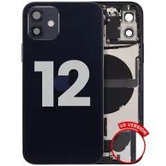 Back Housing W/ Charging Port Flex & Small Parts For iPhone 12 (US Version) (Used OEM Pull: Grade C) (Black)