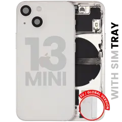 Back Housing W/ Small Parts For iPhone 13 Mini (EU / Global Version) (Used OEM Pull: Grade B) (Starlight)