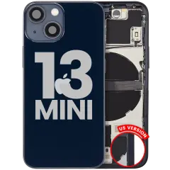Back Housing W/ Small Parts For iPhone 13 Mini (US Version) (Used OEM Pull: Grade B) (Midnight)