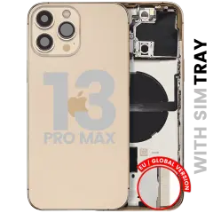 Back Housing W/ Small Parts For iPhone 13 Pro Max (EU / Global Version) (Used OEM Pull: Grade A) (Gold)