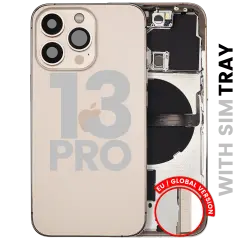 Back Housing W/ Small Parts For iPhone 13 Pro (EU / Global Version) (Used OEM Pull: Grade C) (Gold)