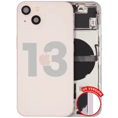 Back Housing W/ Small Parts For iPhone 13 (US Version) (Used OEM Pull: Grade B) (Pink)