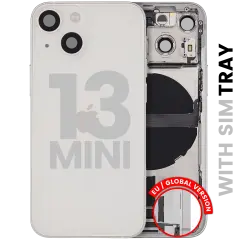 Back Housing W/ Charging Port Flex & Small Parts For iPhone 13 Mini (EU / Global Version) (Used OEM Pull: Grade B) (Starlight)