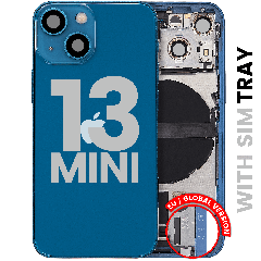 Back Housing W/ Charging Port Flex & Small Parts For iPhone 13 Mini (EU / Global Version) (Used OEM Pull: Grade C) (Blue)